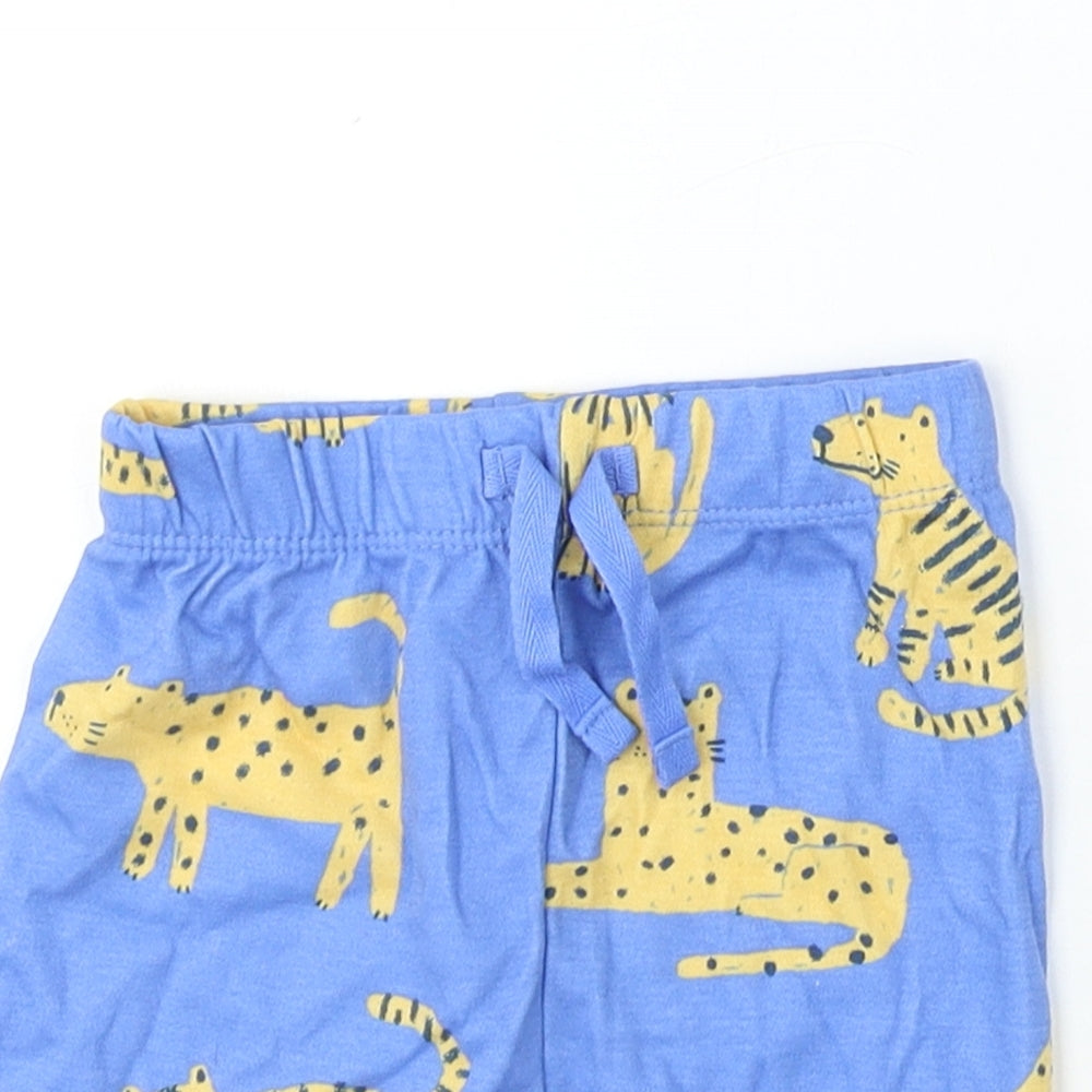 George Boys Blue Geometric Cotton Cropped Trousers Size 9-12 Months