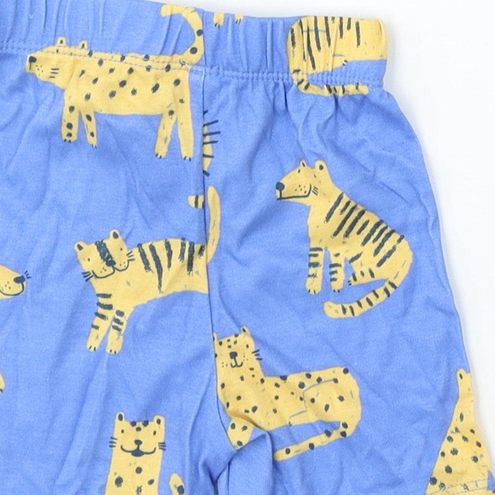 George Boys Blue Geometric Cotton Cropped Trousers Size 9-12 Months