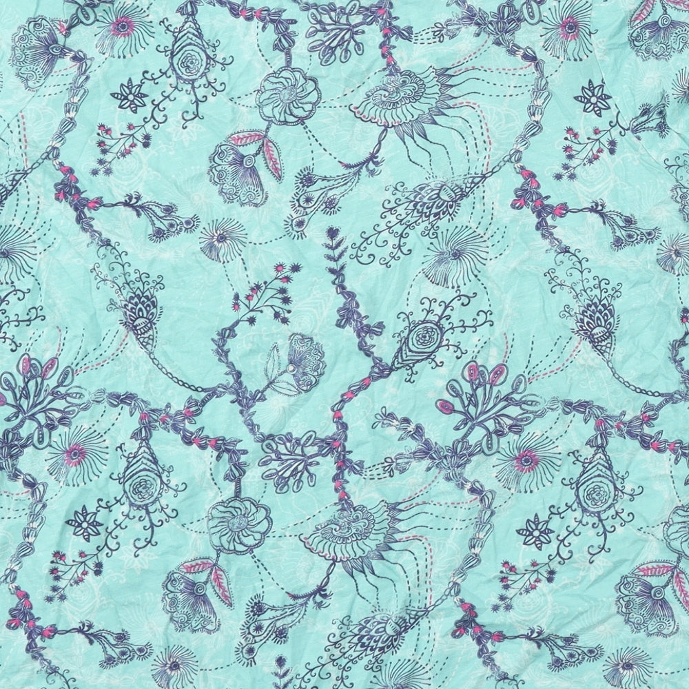 Marks and Spencer Womens Green Floral Cotton Basic T-Shirt Size 20 Round Neck