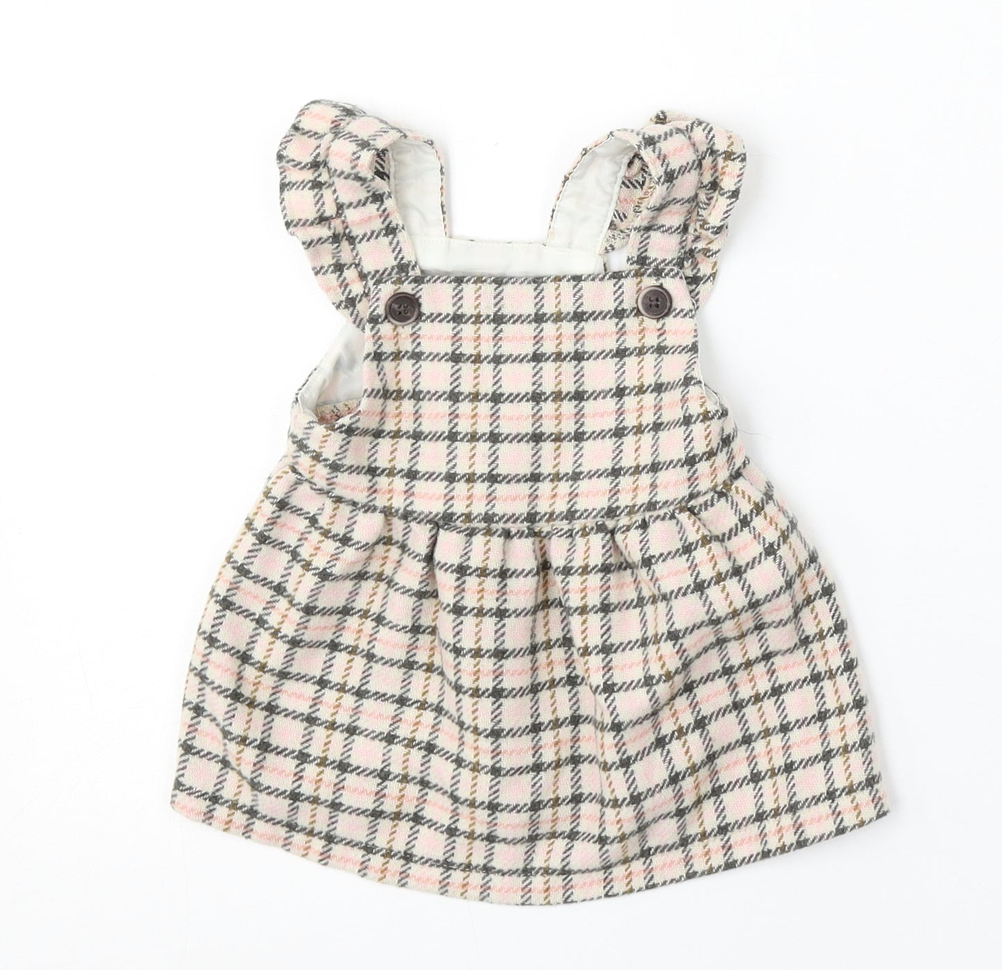 F&F Girls Pink Plaid Polyester Dungaree One-Piece Size Newborn