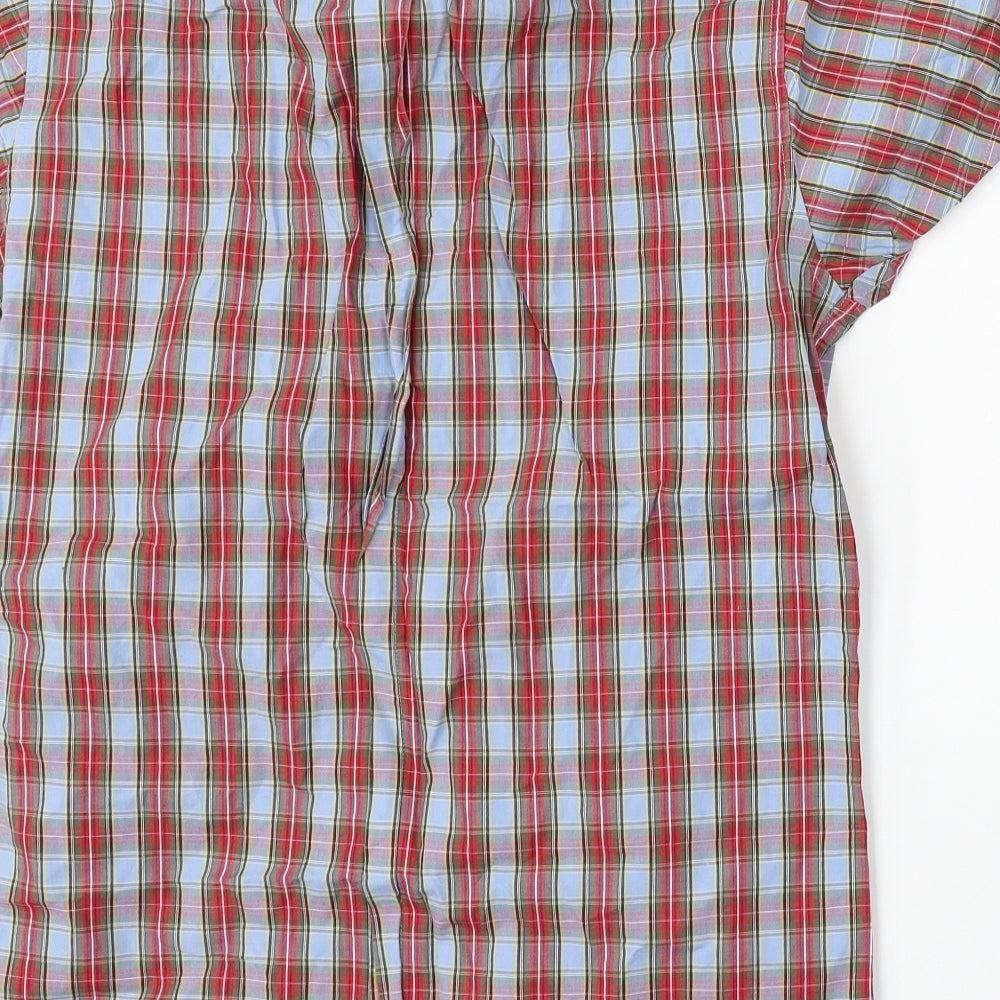Relco London Mens Red Plaid Cotton  Button-Up Size S Collared Button