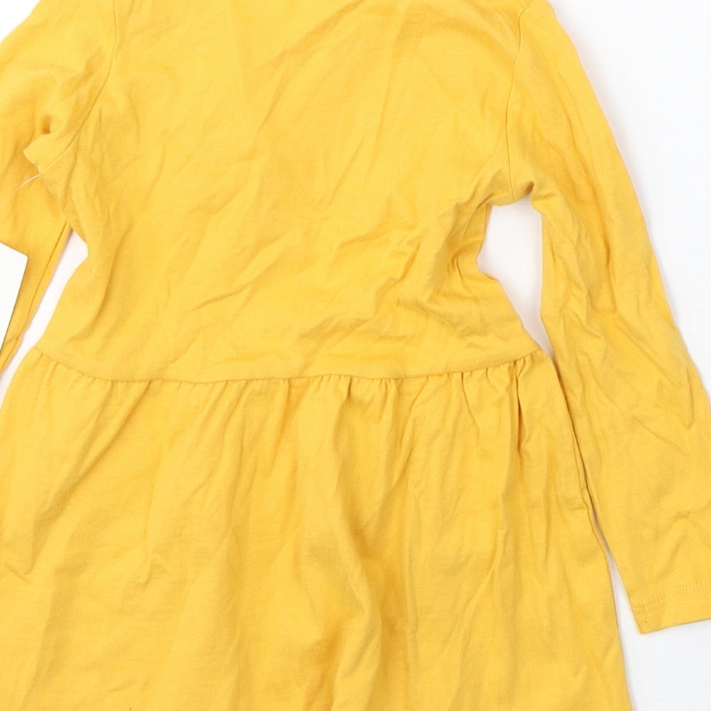 F&F Girls Yellow  Cotton Trapeze & Swing  Size 12-18 Months  Round Neck