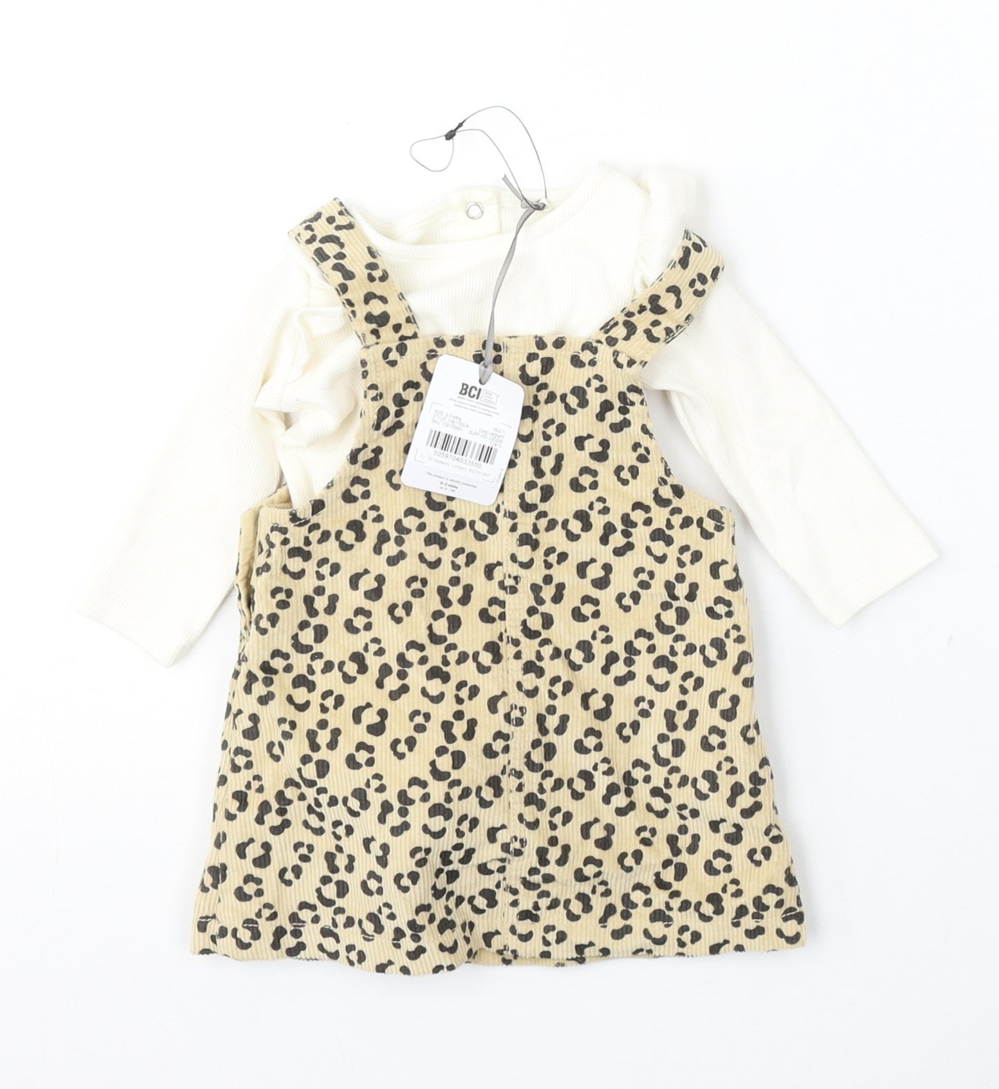 TU Girls White  Cotton Dungaree One-Piece Size 0-3 Months