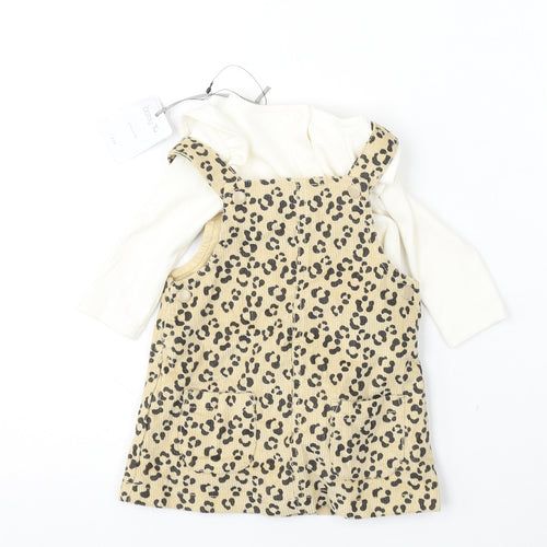 TU Girls White  Cotton Dungaree One-Piece Size 0-3 Months