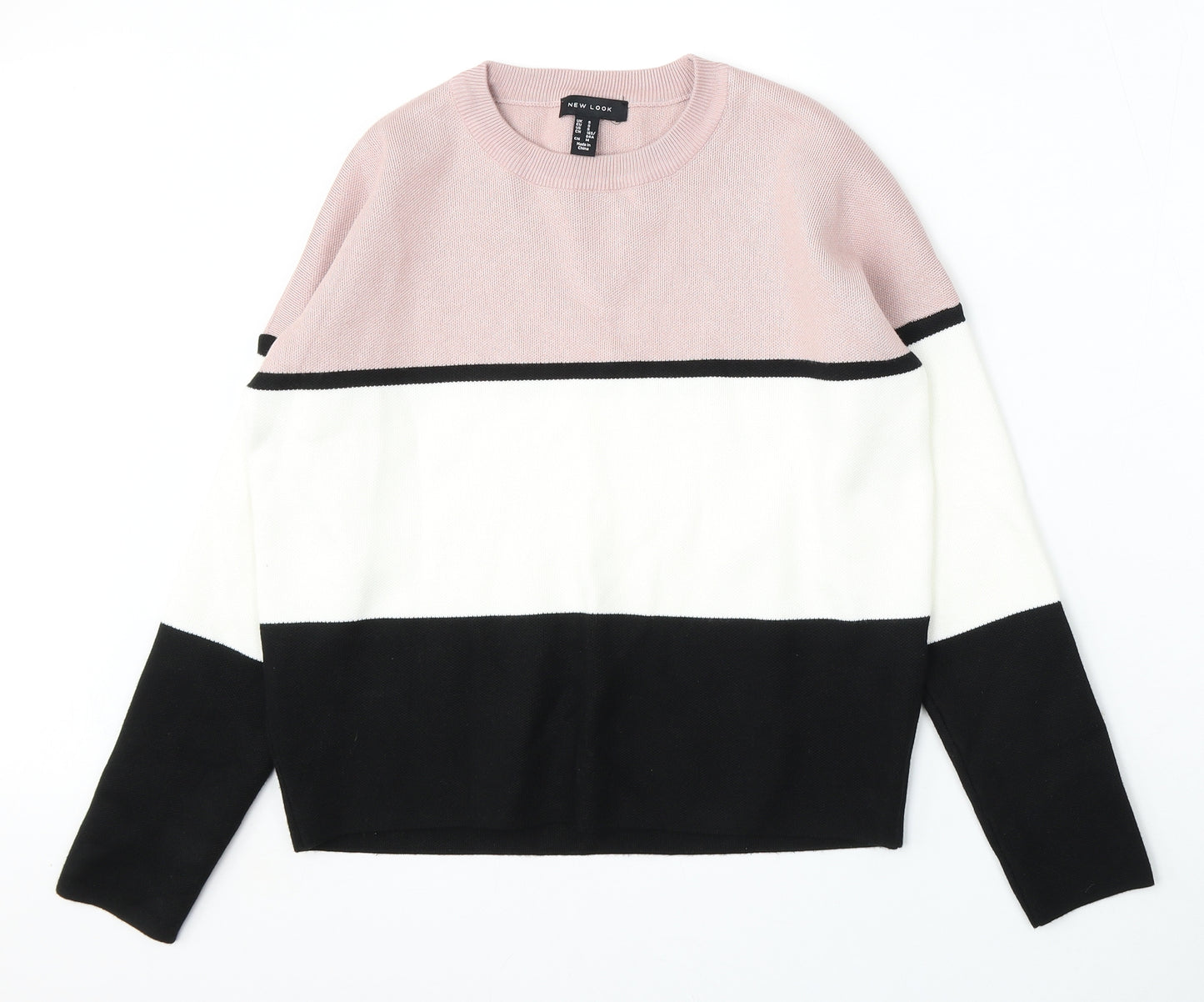 New Look Womens Multicoloured Round Neck Striped Viscose Pullover Jumper Size S