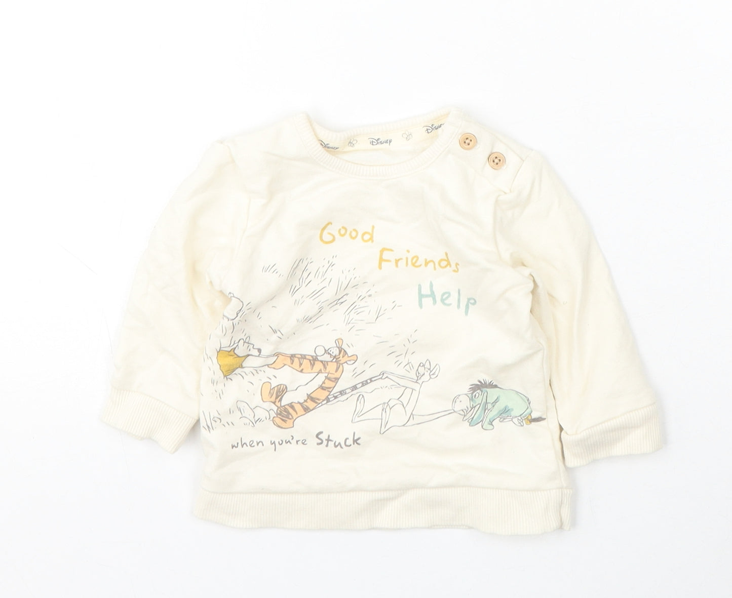 George Girls Ivory  Cotton Pullover Jumper Size 0-3 Months   - Disney