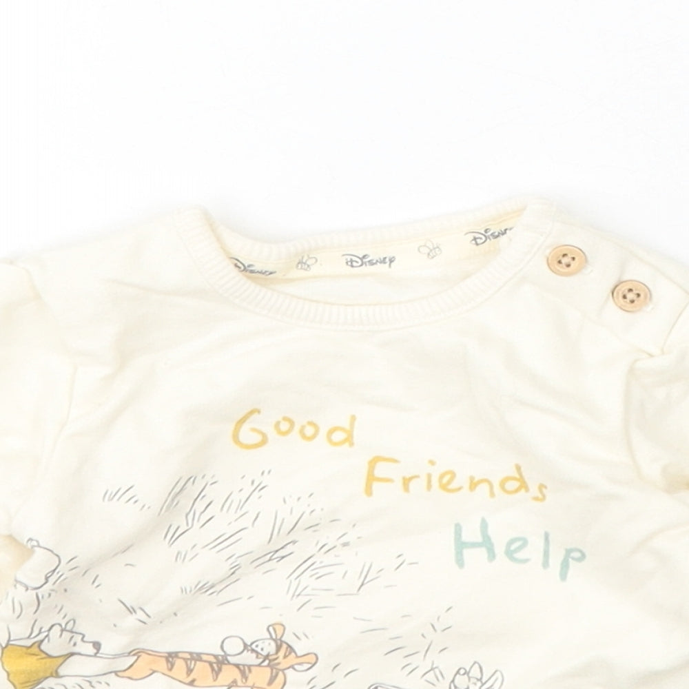 George Girls Ivory  Cotton Pullover Jumper Size 0-3 Months   - Disney