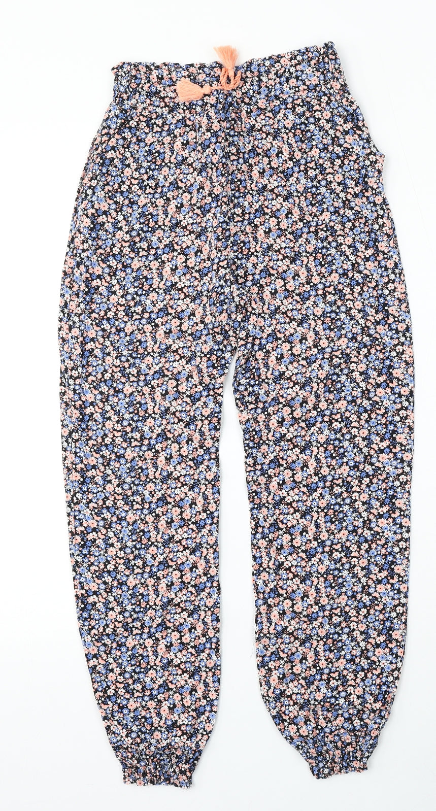 Primark Girls Multicoloured Floral Viscose Capri Trousers Size 10-11 Years  Regular