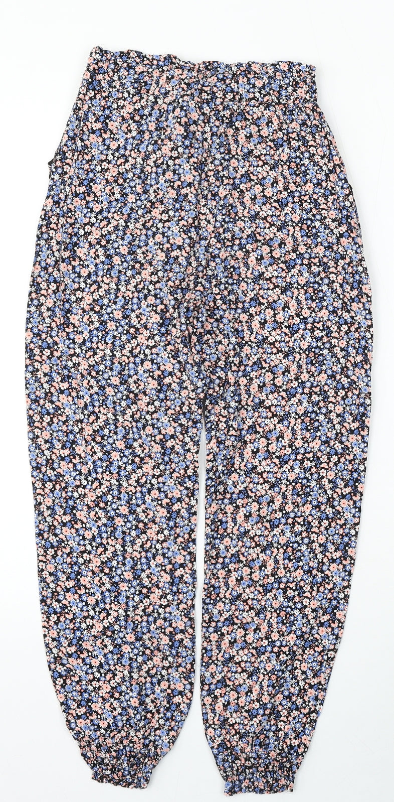 Primark Girls Multicoloured Floral Viscose Capri Trousers Size 10-11 Years  Regular