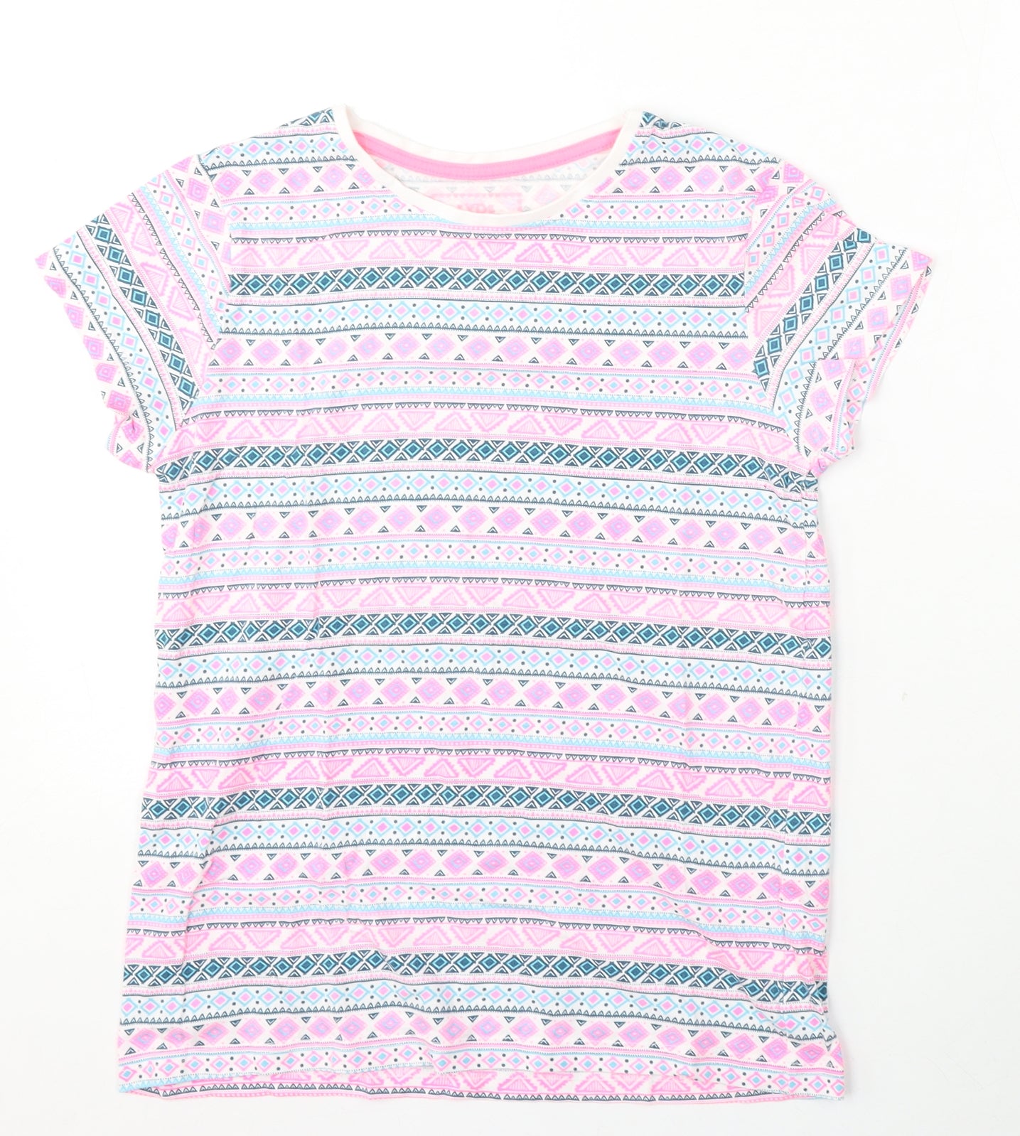 Young Dimension Girls Multicoloured Geometric Cotton Basic T-Shirt Size 12-13 Years Round Neck