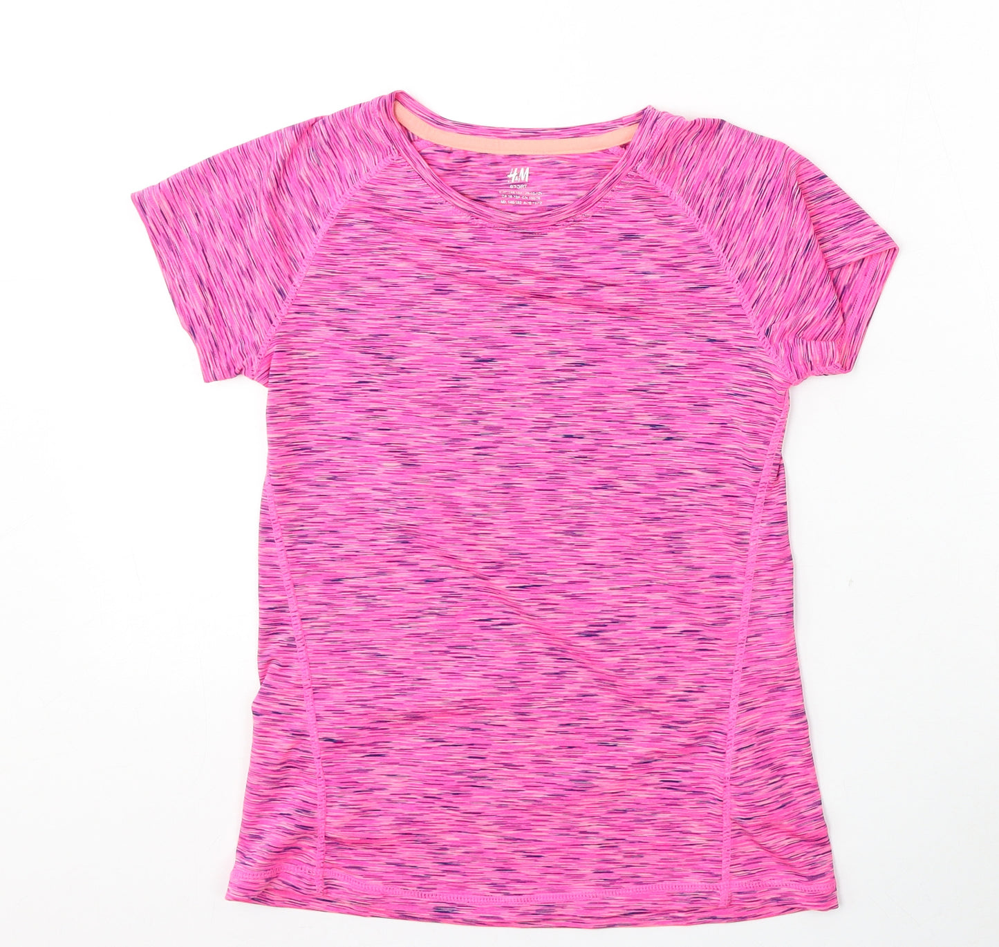 H&M Girls Pink  Polyester Basic T-Shirt Size 11-12 Years Round Neck