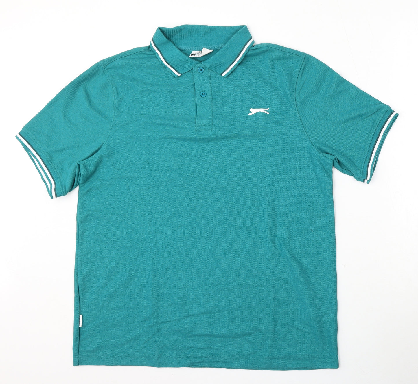 Slazenger Mens Green  Polyester  Polo Size L Collared Button