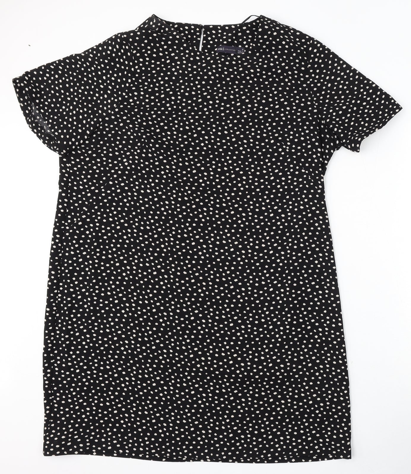 Marks and Spencer Womens Black Geometric Polyester Shift  Size 18  Round Neck