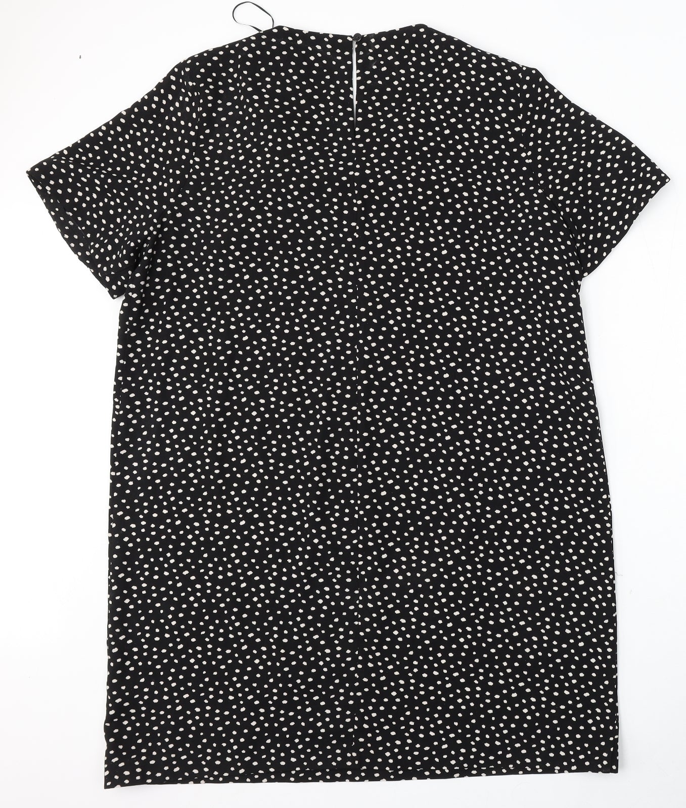 Marks and Spencer Womens Black Geometric Polyester Shift  Size 18  Round Neck