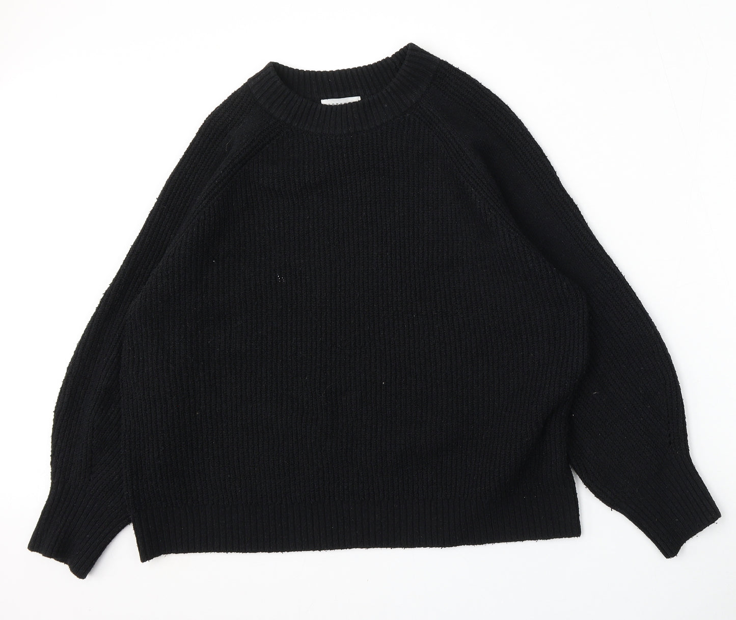 Topshop Womens Black Round Neck  Acrylic Pullover Jumper Size M