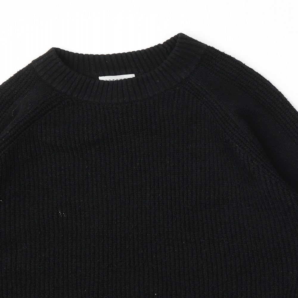 Topshop Womens Black Round Neck  Acrylic Pullover Jumper Size M