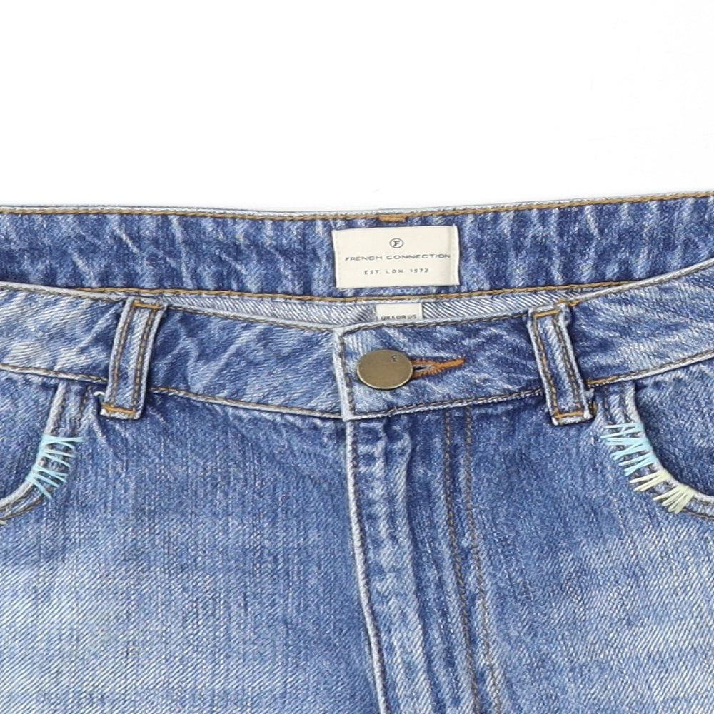 French Connection Womens Blue  Cotton Hot Pants Shorts Size 12 L3 in Regular
