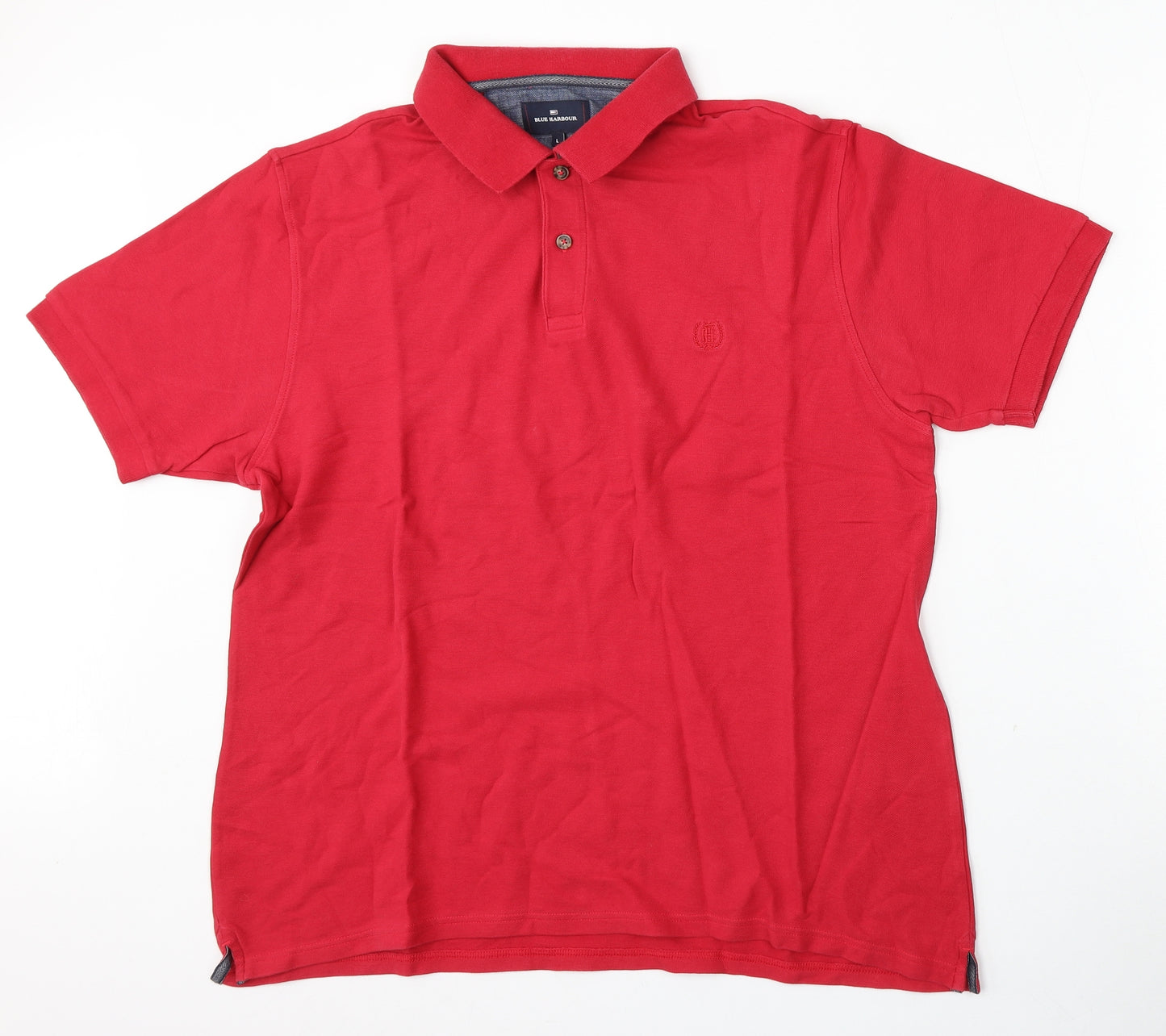 Blue Harbour Mens Red  Polyester  Polo Size L Collared Button