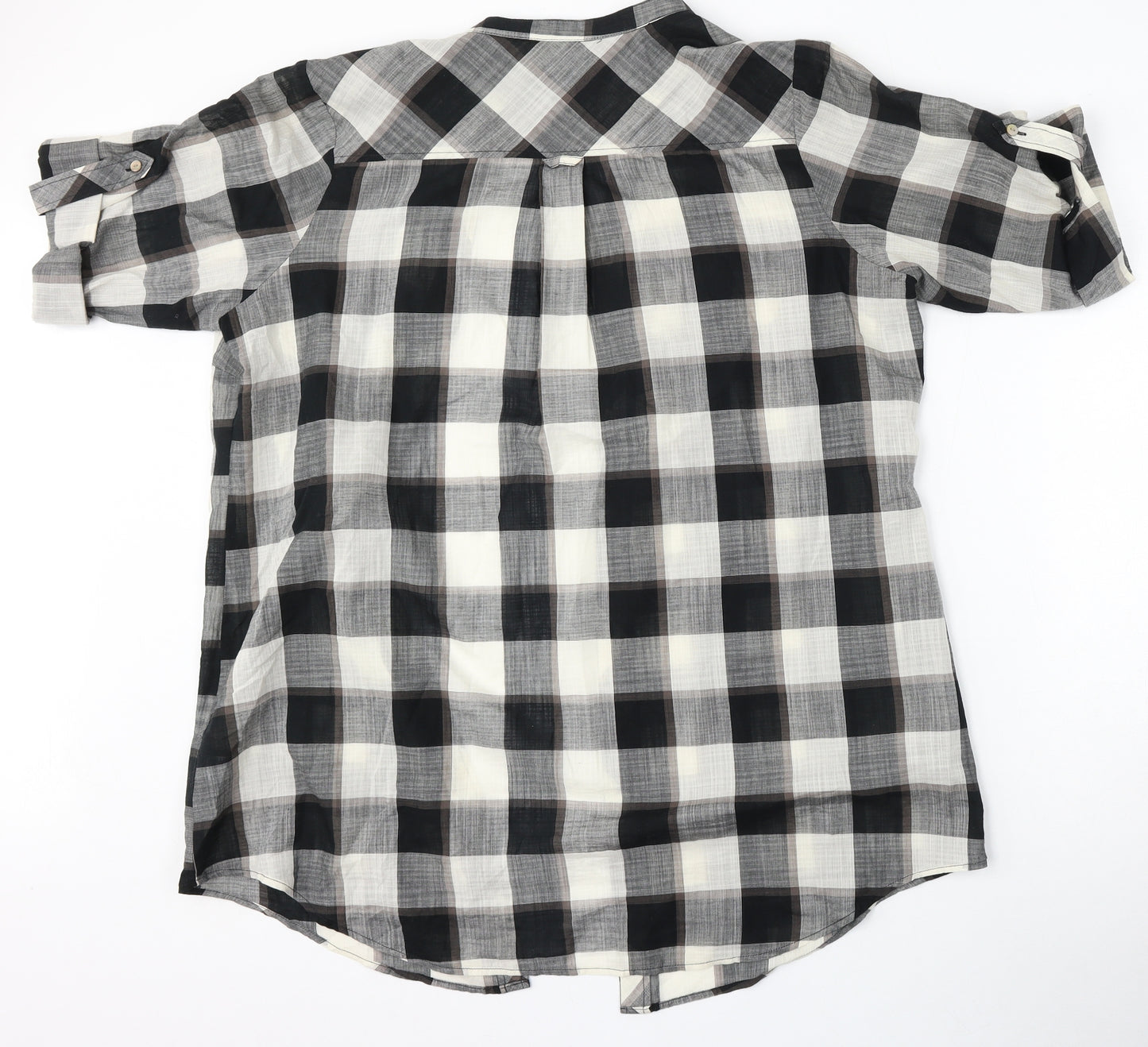 Marks and Spencer Womens Multicoloured Check Cotton Basic Button-Up Size 16 Collared