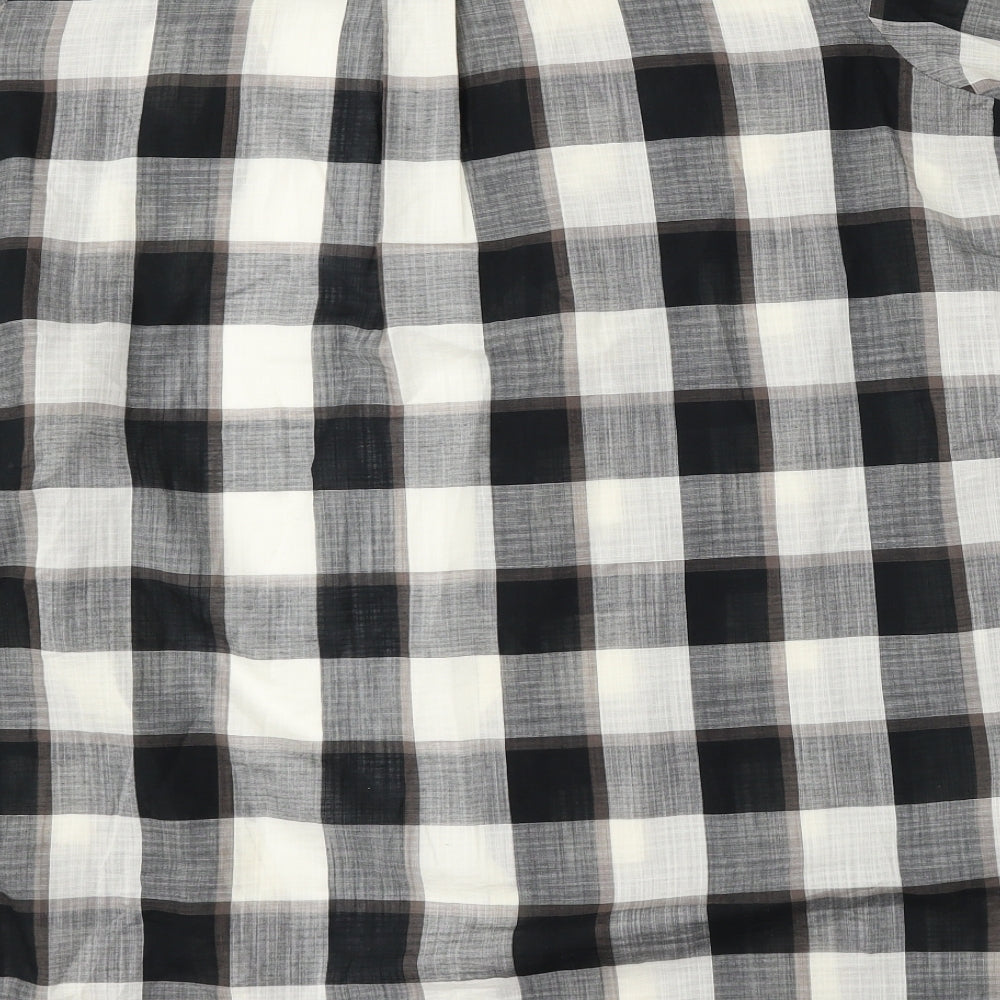 Marks and Spencer Womens Multicoloured Check Cotton Basic Button-Up Size 16 Collared