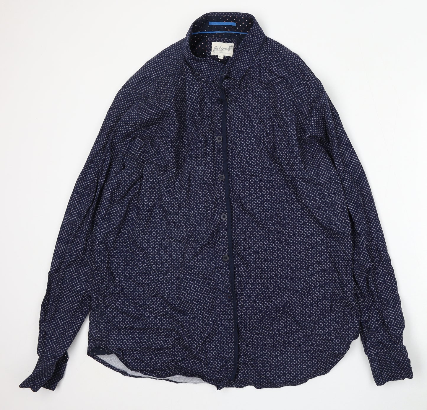 Onfire Mens Blue Geometric Cotton  Button-Up Size 2XL Collared Button