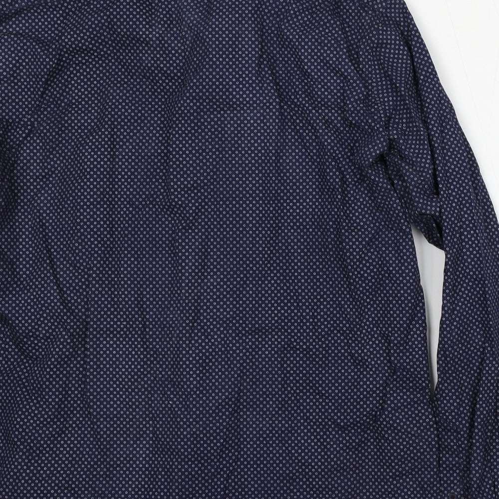 Onfire Mens Blue Geometric Cotton  Button-Up Size 2XL Collared Button