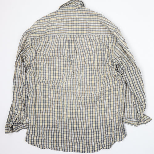 Cedar Wood State Mens Yellow Plaid Cotton  Button-Up Size M Collared Button