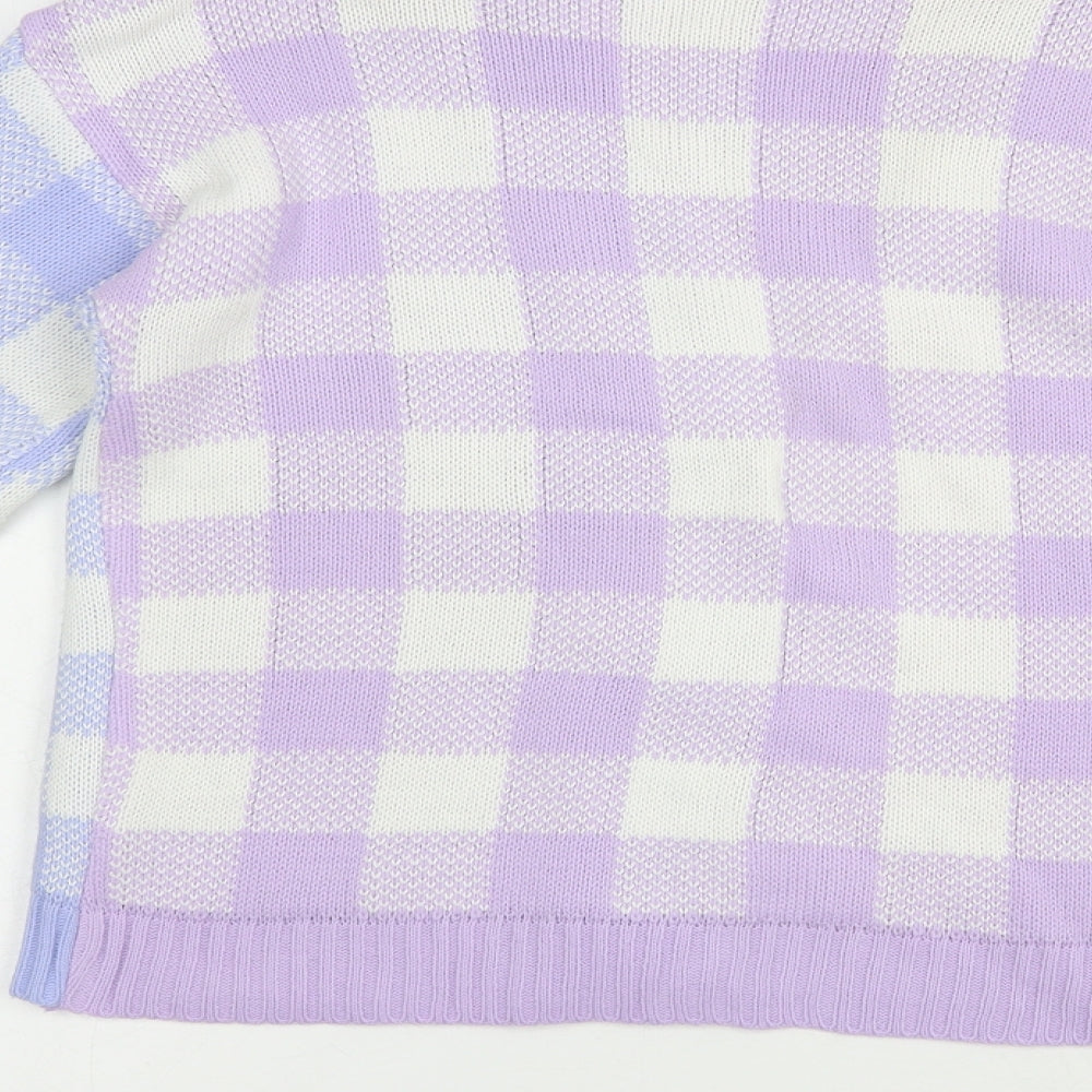 Boohoo Womens Multicoloured V-Neck Check Acrylic Cardigan Jumper Size M