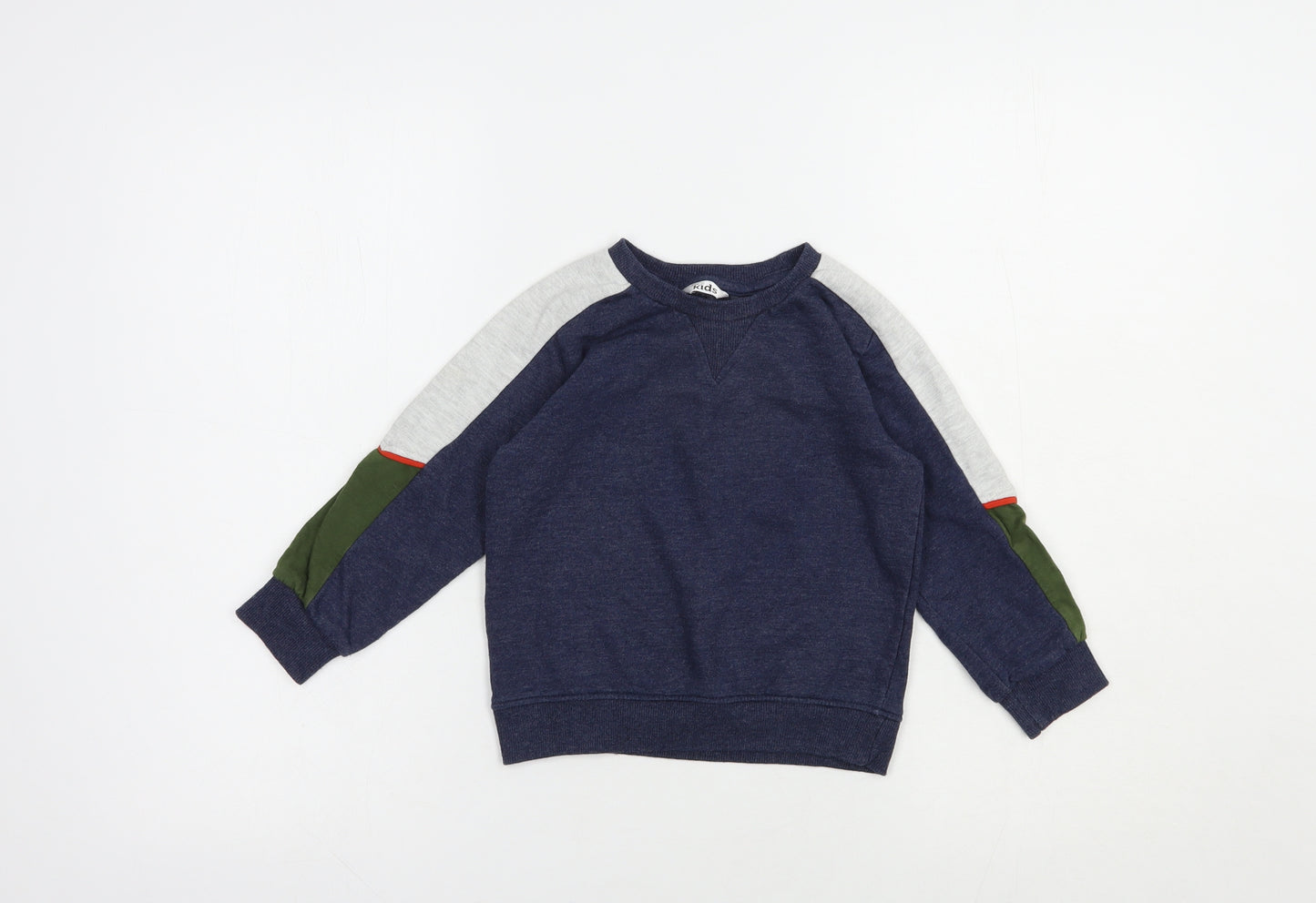 M&Co Boys Blue Colourblock Cotton Pullover Sweatshirt Size 3-4 Years  Pullover