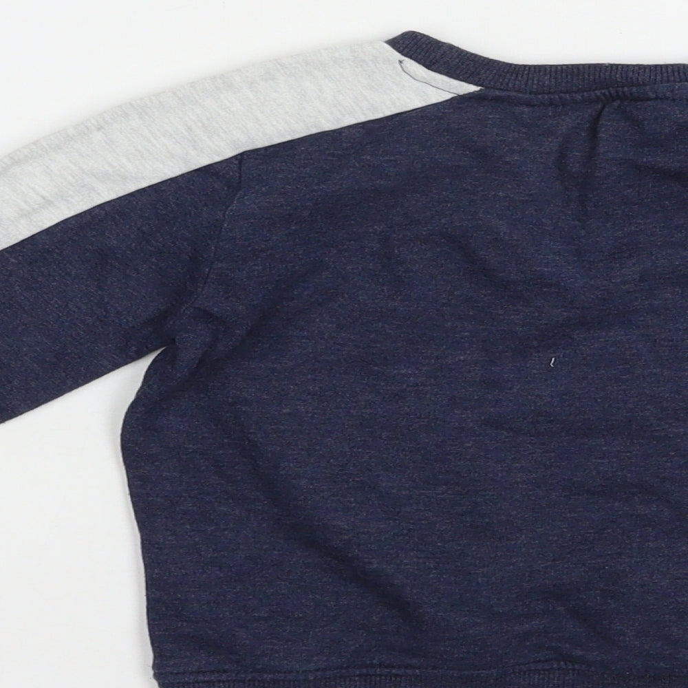 M&Co Boys Blue Colourblock Cotton Pullover Sweatshirt Size 3-4 Years  Pullover