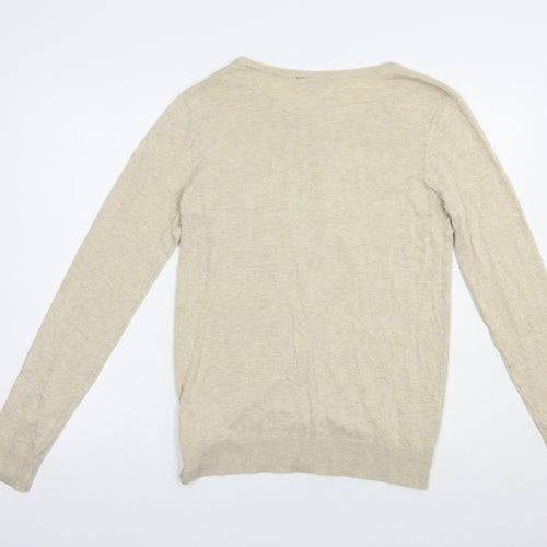Pep & Co Womens Beige Round Neck  Viscose Cardigan Jumper Size 12