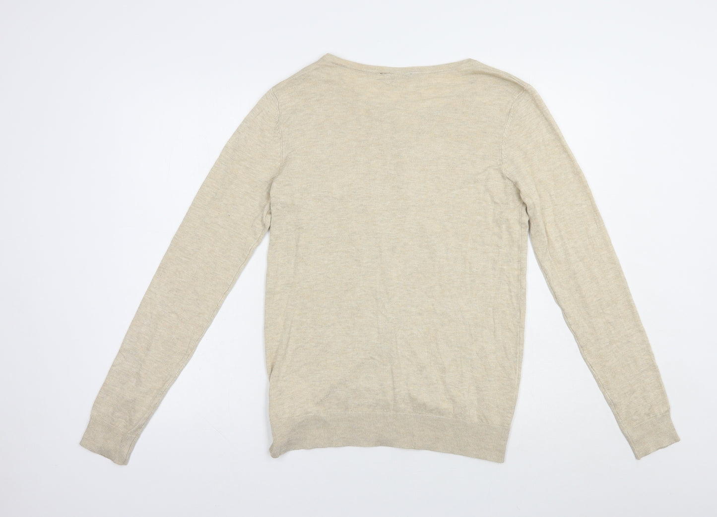 Pep & Co Womens Beige Round Neck  Viscose Cardigan Jumper Size 12