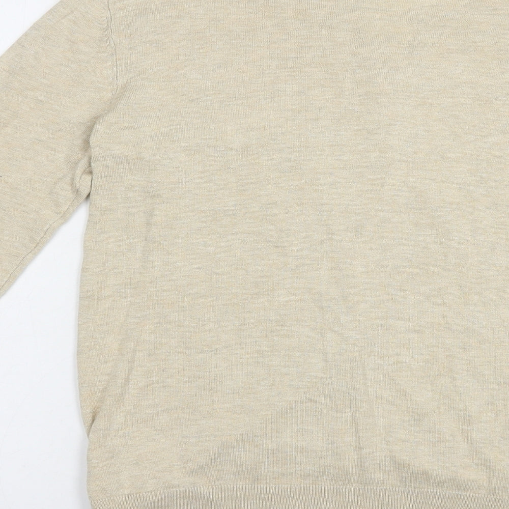 Pep & Co Womens Beige Round Neck  Viscose Cardigan Jumper Size 12