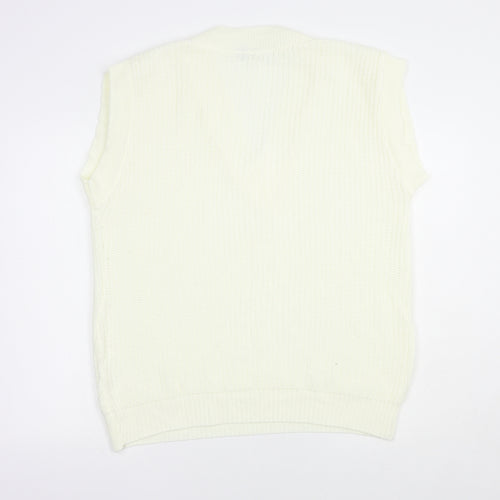 NaaNaa Womens Ivory V-Neck  Acrylic Vest Jumper Size M