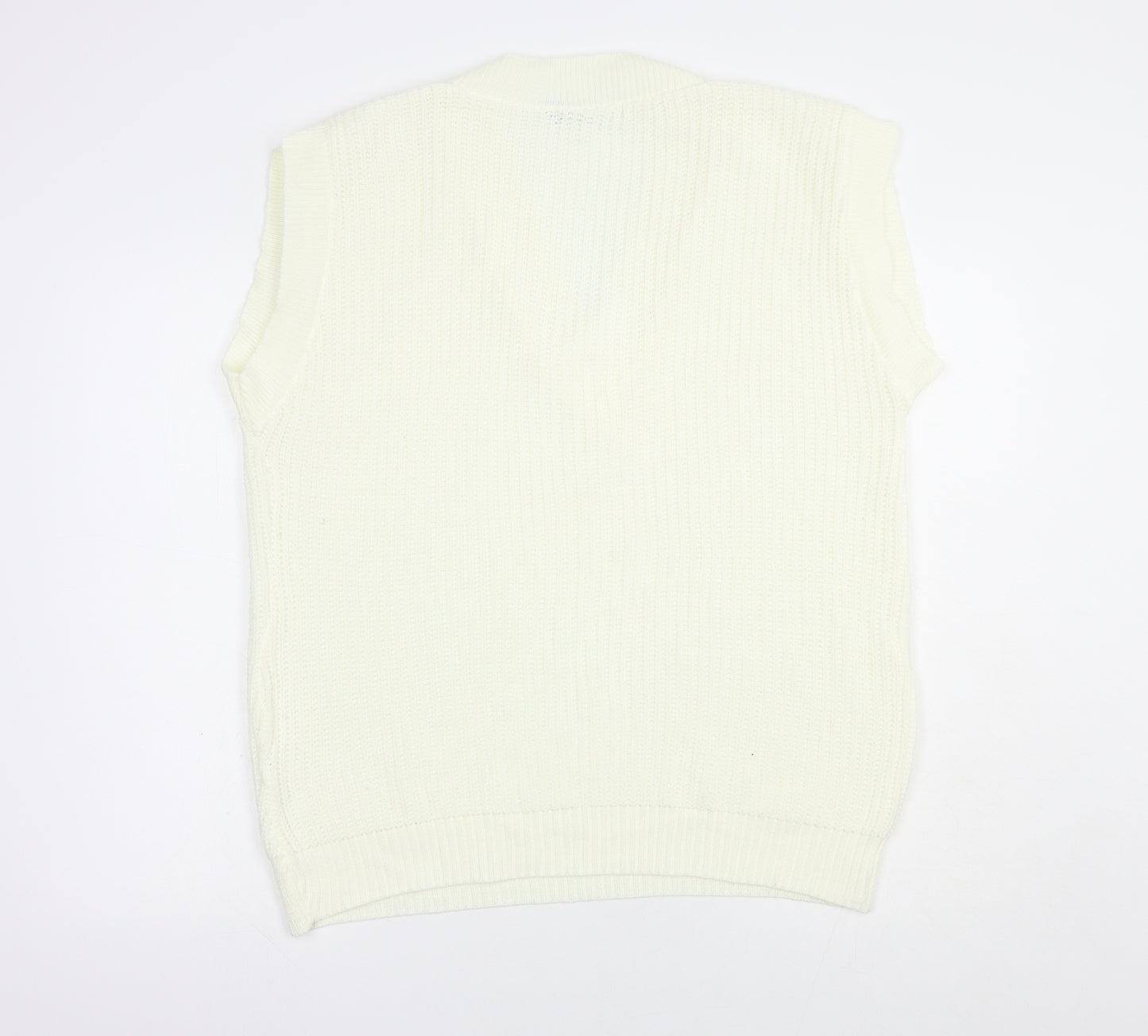 NaaNaa Womens Ivory V-Neck  Acrylic Vest Jumper Size M