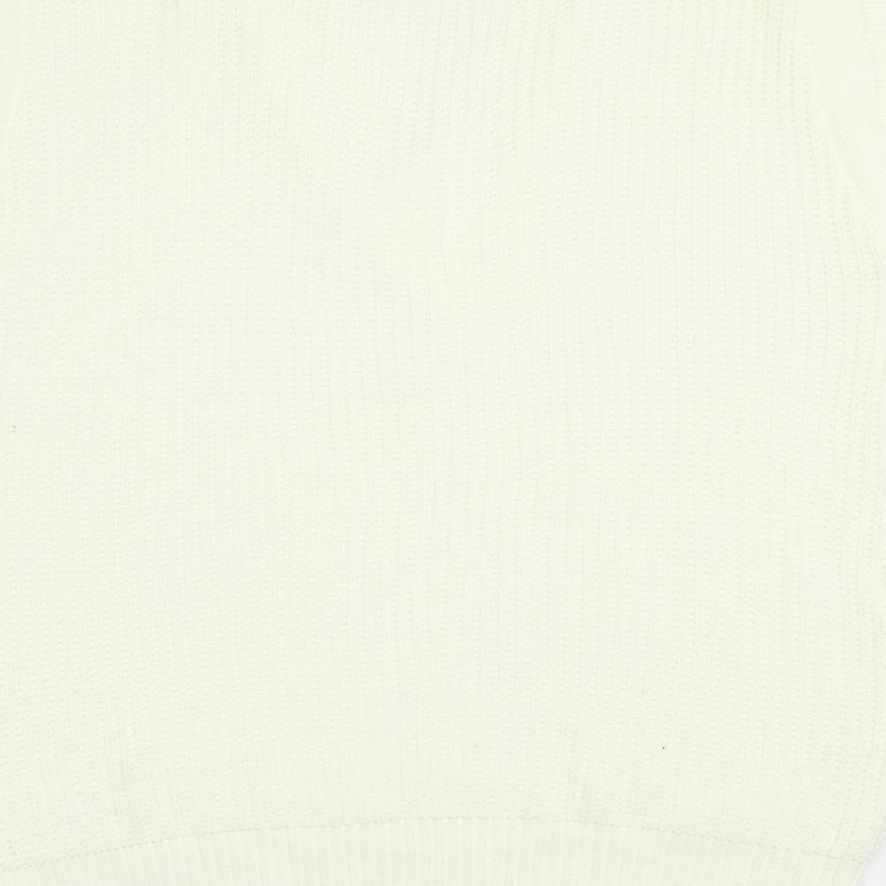 NaaNaa Womens Ivory V-Neck  Acrylic Vest Jumper Size M