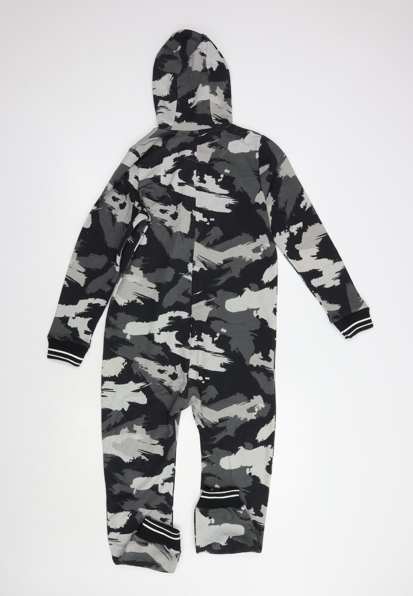 Matalan Boys Grey Camouflage Cotton  Bodysuit Size 10 Years  Zip - Onesie