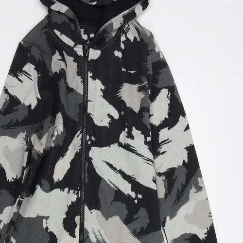 Matalan Boys Grey Camouflage Cotton  Bodysuit Size 10 Years  Zip - Onesie