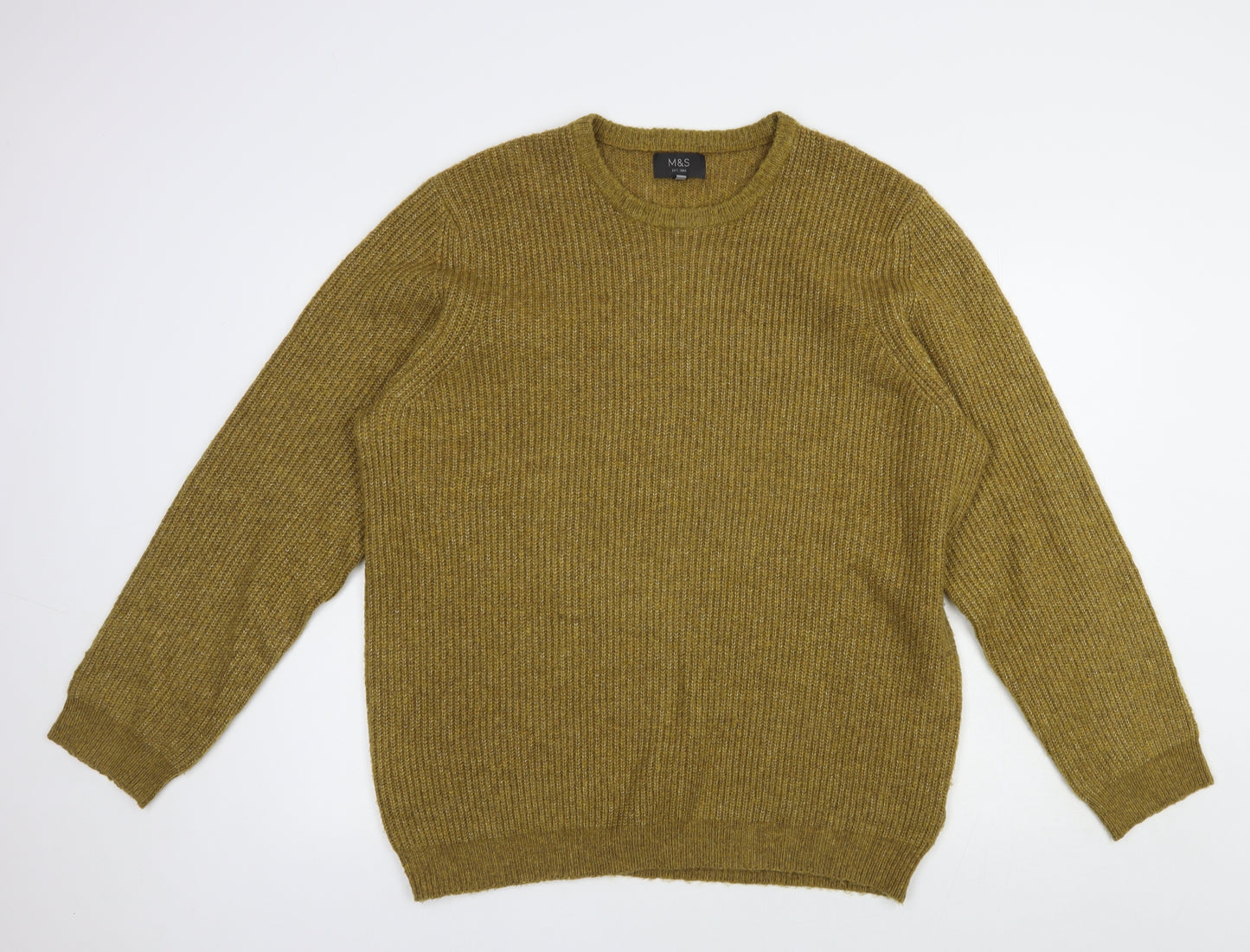 Marks and Spencer Mens Brown Crew Neck  Acrylic Pullover Jumper Size XL