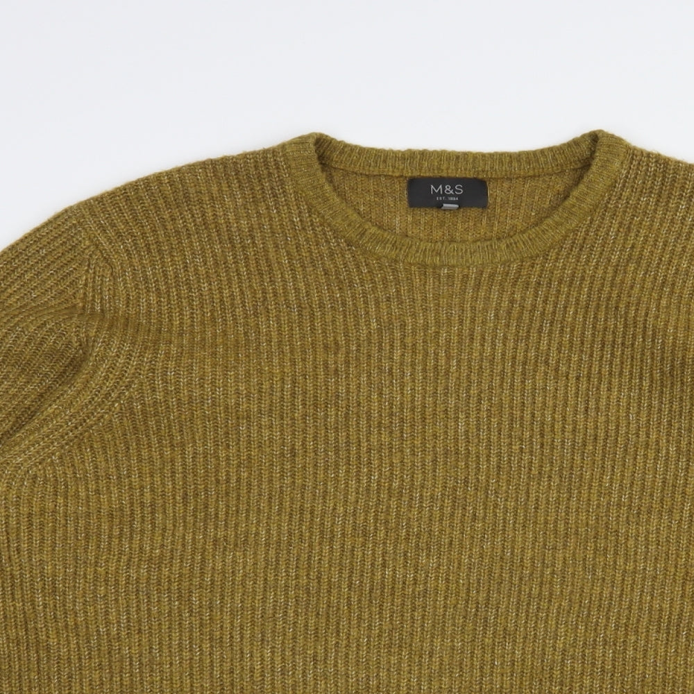 Marks and Spencer Mens Brown Crew Neck  Acrylic Pullover Jumper Size XL