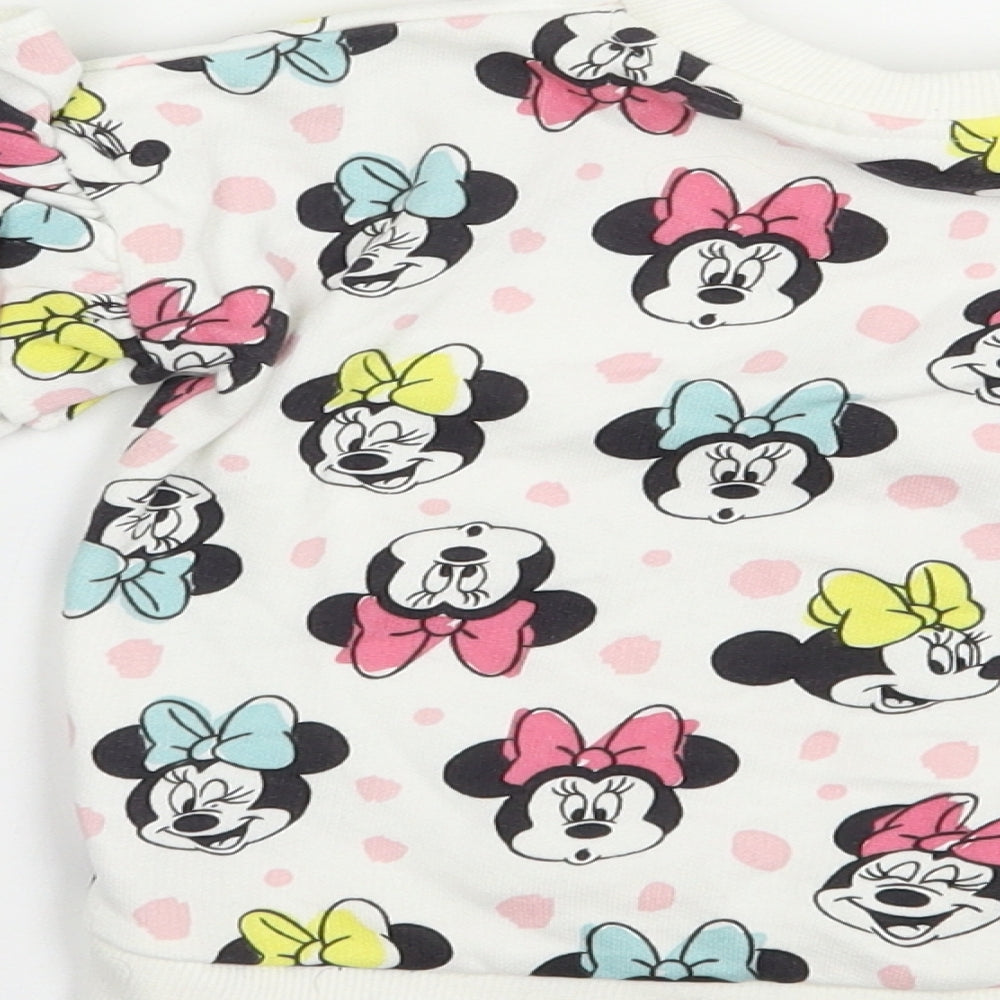 F&F Baby White Geometric Cotton Pullover Jumper Size 12-18 Months  Pullover - Minnie Mouse
