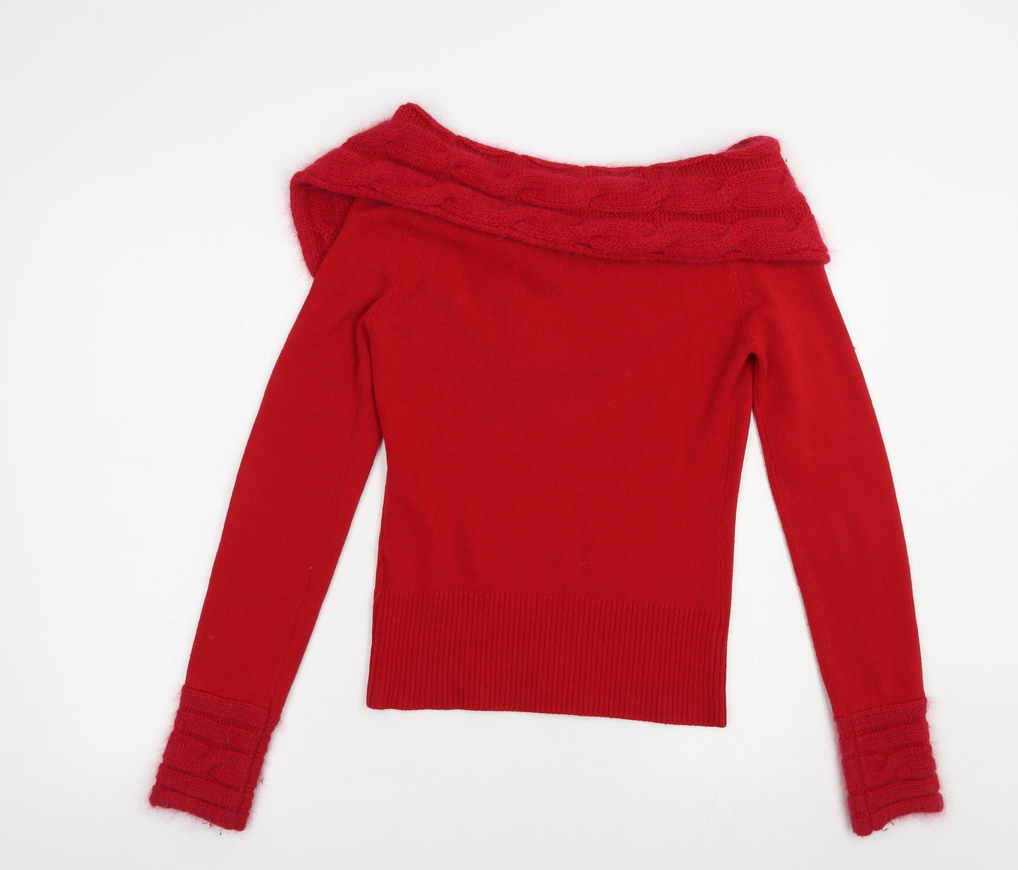 Jane Norman Womens Red Boat Neck  Acrylic Pullover Jumper Size 10
