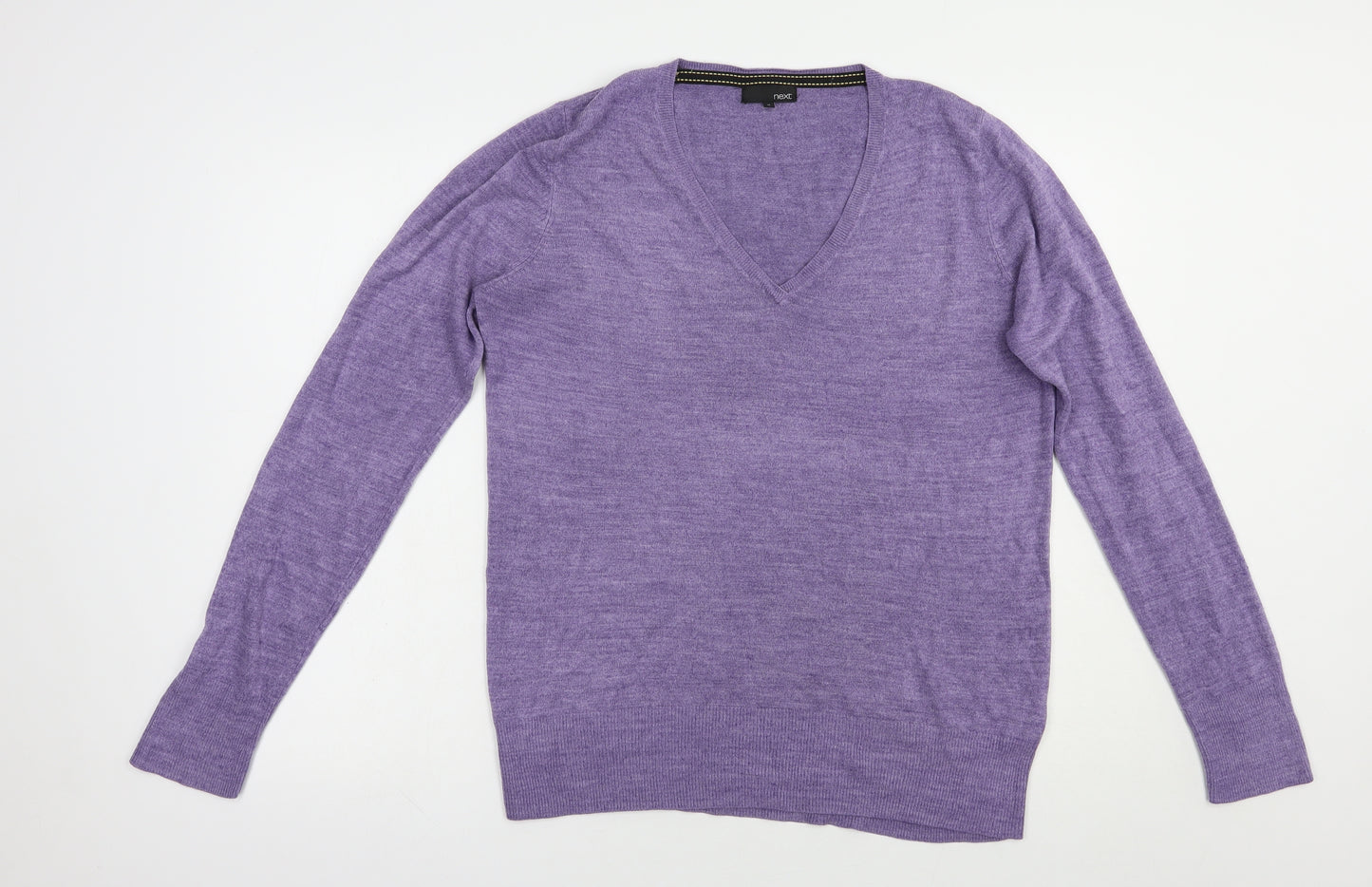 NEXT Womens Purple V-Neck  Acrylic Pullover Jumper Size 16