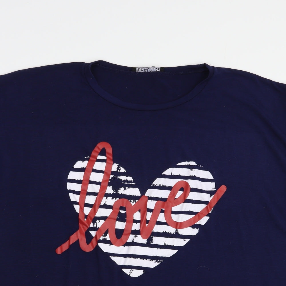 Be Jealous Womens Blue  Viscose Basic T-Shirt Size 20 Crew Neck