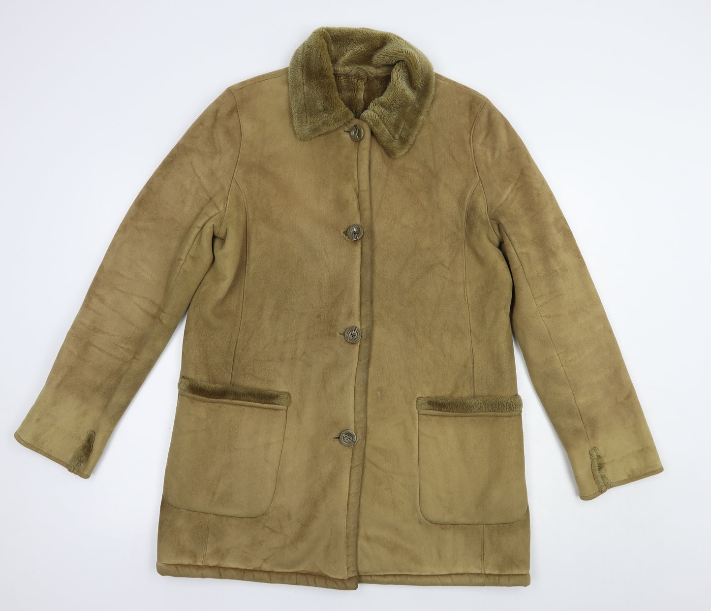 Preworn Womens Beige   Pea Coat Coat Size M  Button