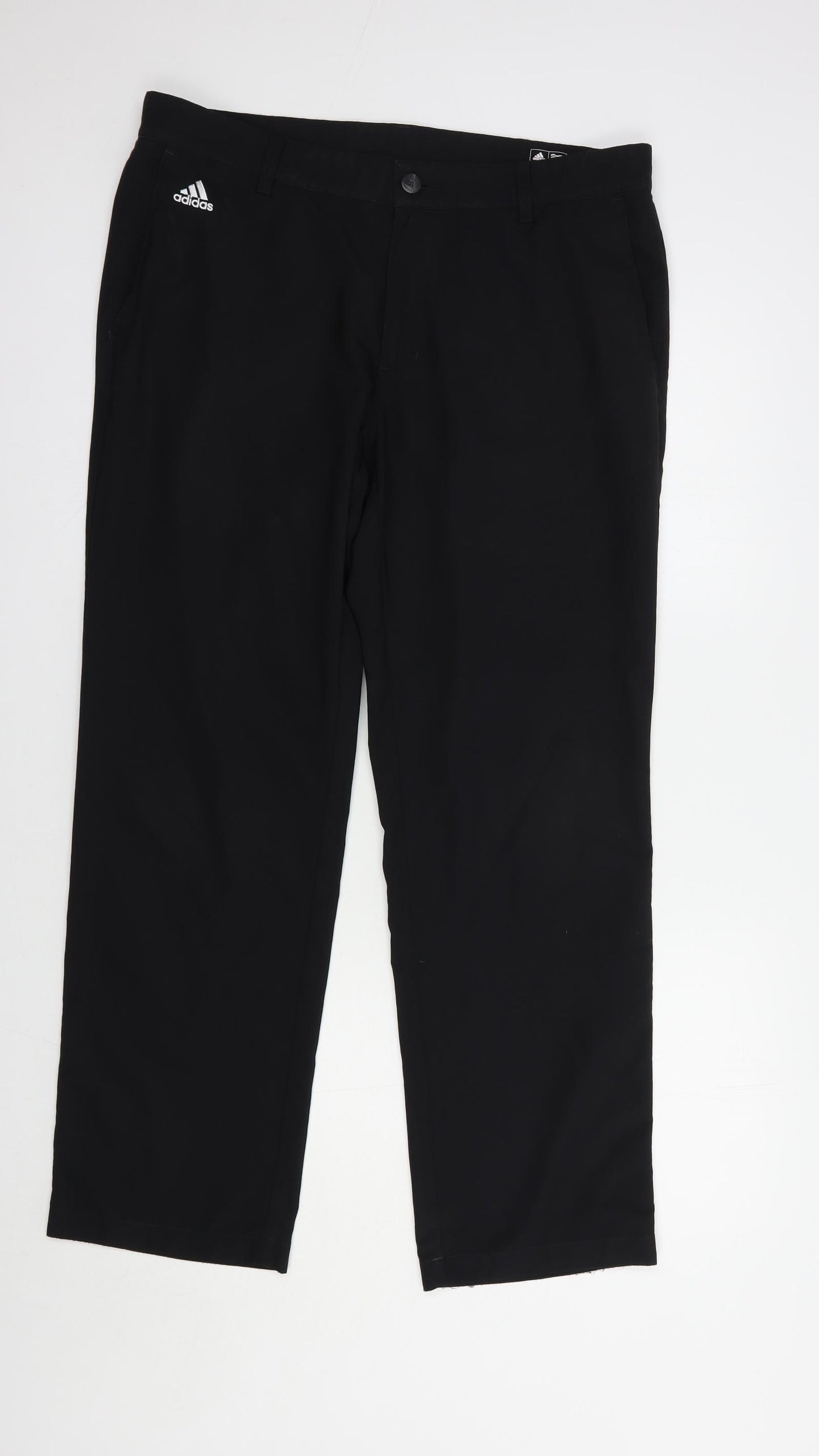 adidas Mens Black  Polyester Trousers  Size 34 in L30 in Regular Button