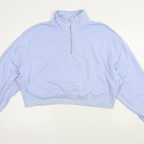 H&M Womens Blue  Cotton Pullover Sweatshirt Size XL  Zip