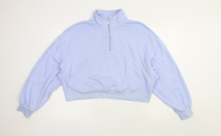 H&M Womens Blue Cotton Pullover Sweatshirt Size XL Zip
