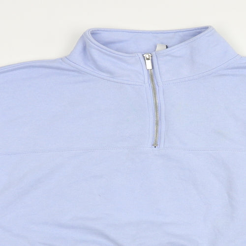H&M Womens Blue  Cotton Pullover Sweatshirt Size XL  Zip