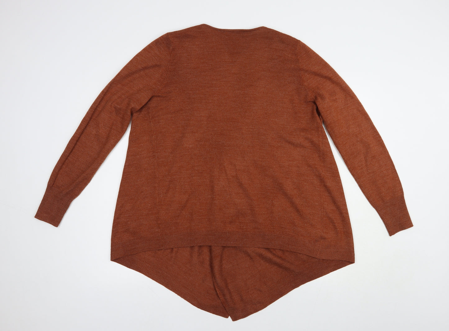 George Womens Brown Round Neck  Acrylic Cardigan Jumper Size 14